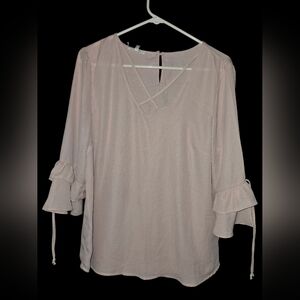 7/142. Maurices Blush Pink Blouse with Ruffled Sleeves (BNWOT) (JUST PULLED OFF)